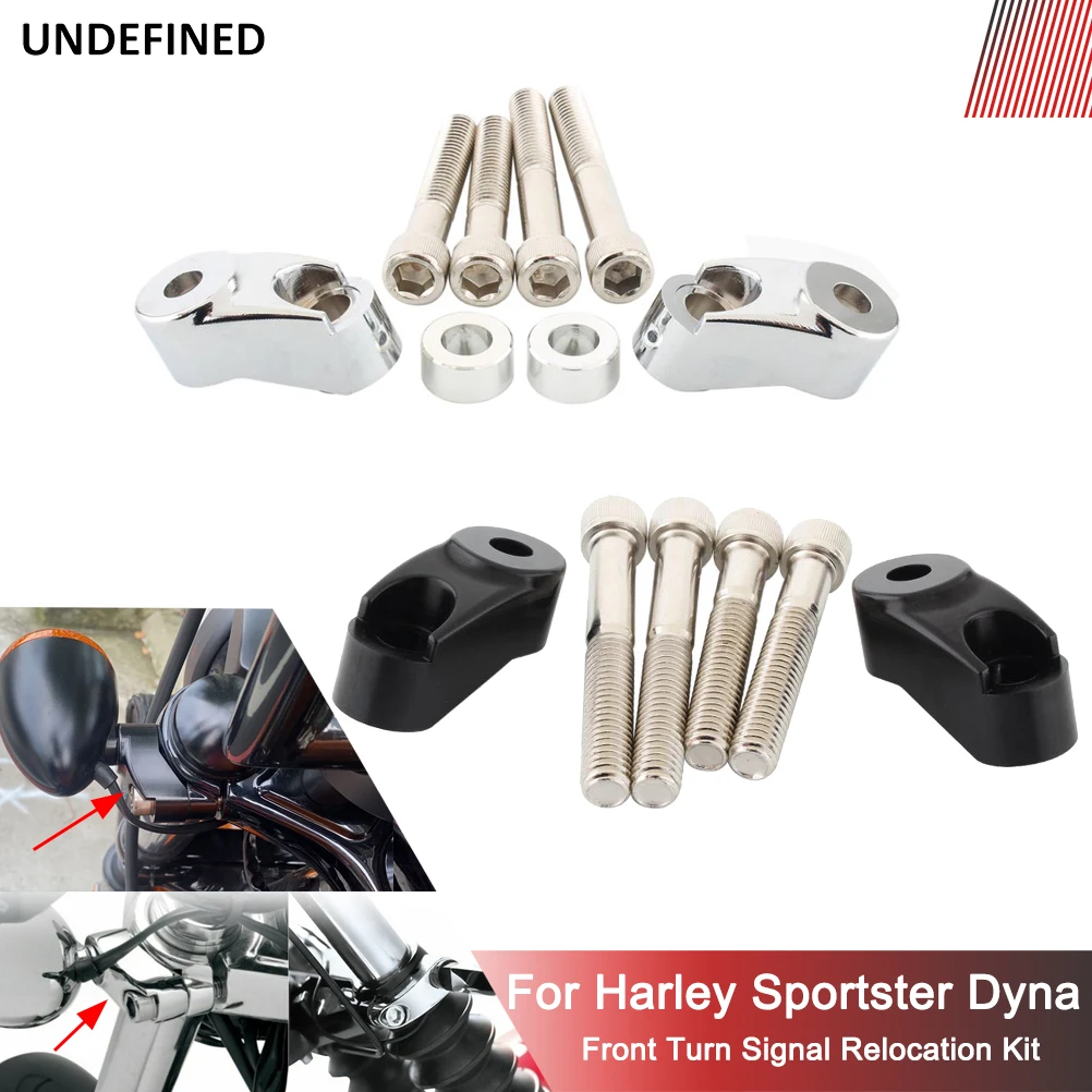 

Front Turn Signal Relocation Kit Adapter 39mm 49mm Fork Tube For Harley Sportster 883 1200 XL Dyna Street Bob Super Glide FXD