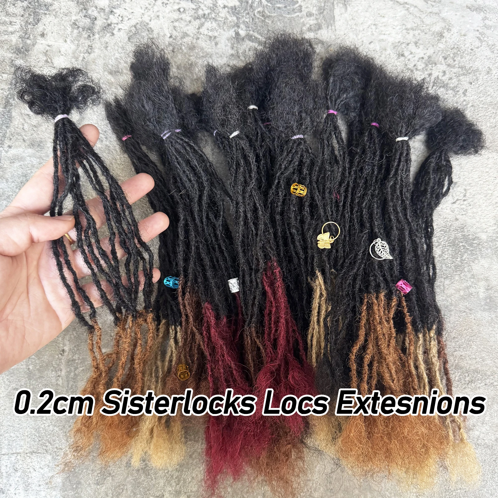 0.2cm Colored Sisterlocks Human Hair Handmade Interlock Loc Curly Tips Sister Locs Real Human Hair Micro Locs Extensions