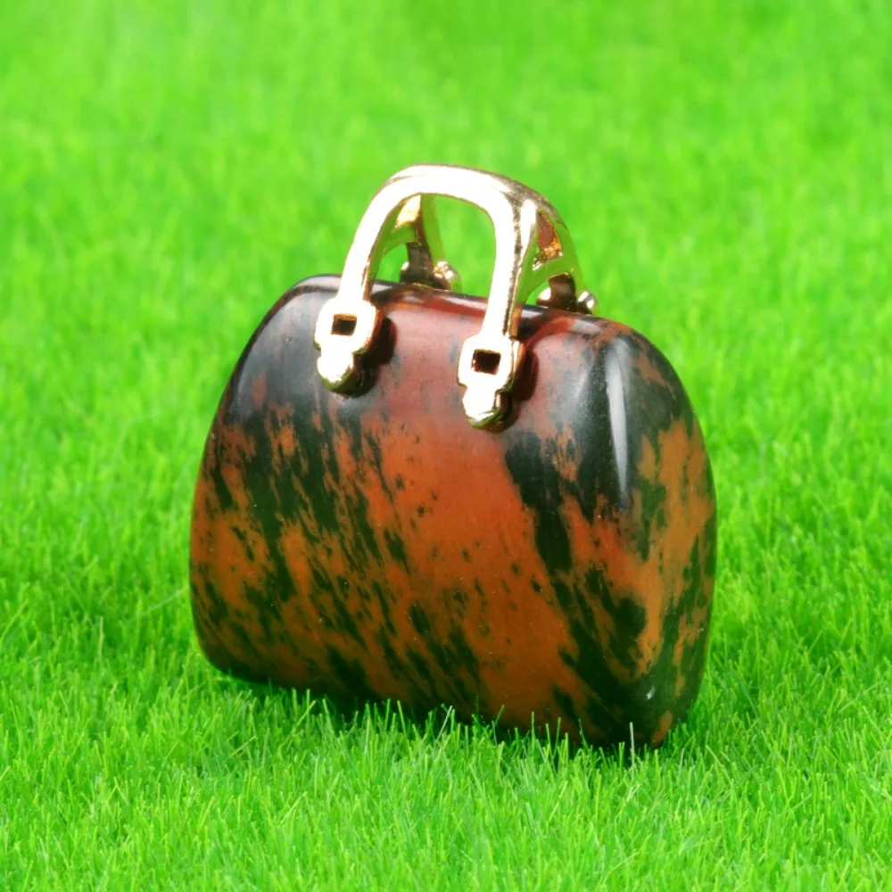 

Mini Natural Heal the Mind Room Home Decoration Quartz Crystal Healing Crystal Handbag Pendant Crystal Bag Stone Bag