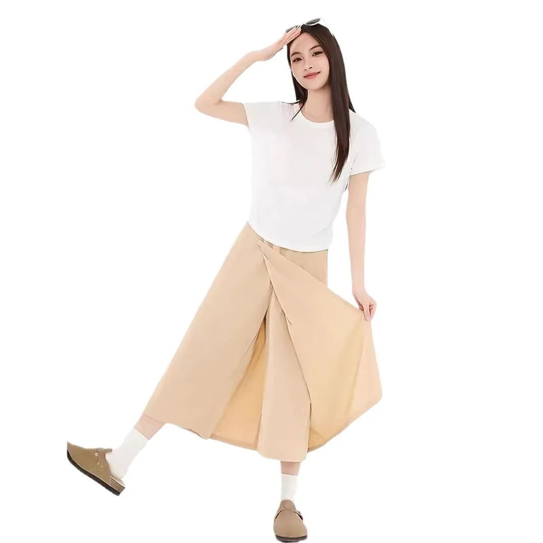 2025 جديد الربيع والصيف السيدات ثمانية تنورة السراويل العمل النساء النسخة الكورية من ارتفاع الخصر رقيقة رائعة السيدة نصف الجسم Sk