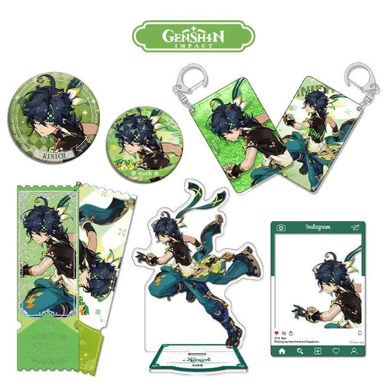 Genshin Impact Kinich Acrylic Figure Stand Badge Card Keychain Backpack Pendant Desk Decoration Turnfire Hunt Game Cosplay Gift