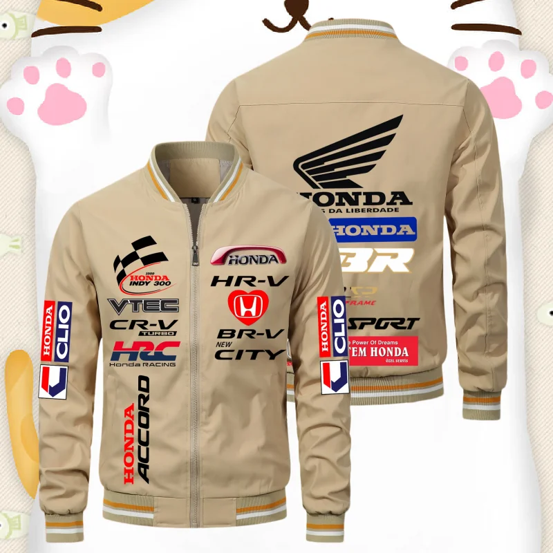 

Honda Men's Motorcycle Jacket Windproof HRC Red Wing Logo Team Sportwear Motard Vest with Honda Emblem