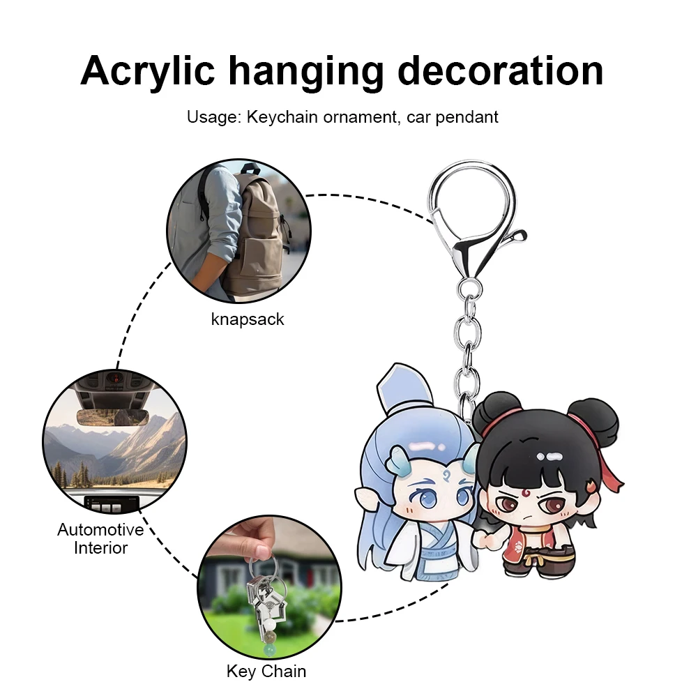 3 uds películas periféricas Ne Zha Ao Bing llavero colgante acrílico colgante llave colgante coche regalo para Fans amigos