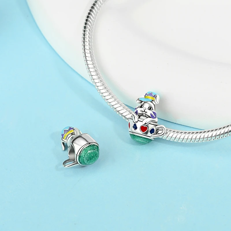 Ahthen Srebro Próby 925 Gorąca Wyprzedaż Koraliki Uroczy Kotek Zawieszka Pasuje do Bransoletek i Naszyjników z Łańcuszkiem typu Snake do Tworzenia Biżuterii Damskiej
