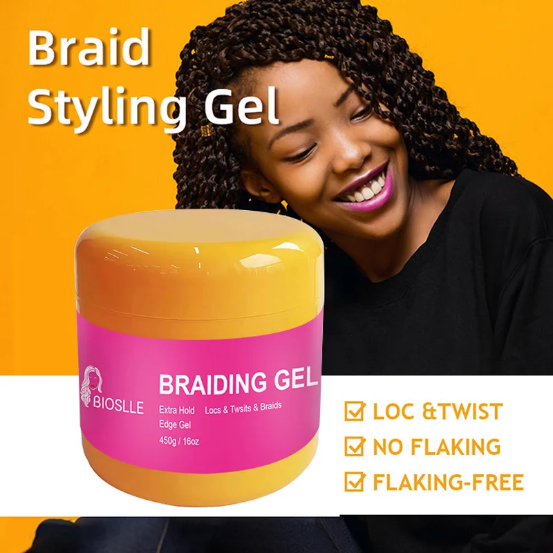 BIOSLLE 450g 16oz Lock Extra Hold 4C Hair Styling Twist Loc Edge Control Braid Hair Gel Shine Braiding Gel