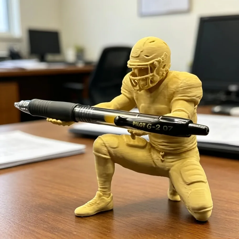 3D Printed Football Quarterback Pen Holder Kneeling Figure Apple Pencil Display Rack Desk Stationery Ornament Sports Lovers Gift
