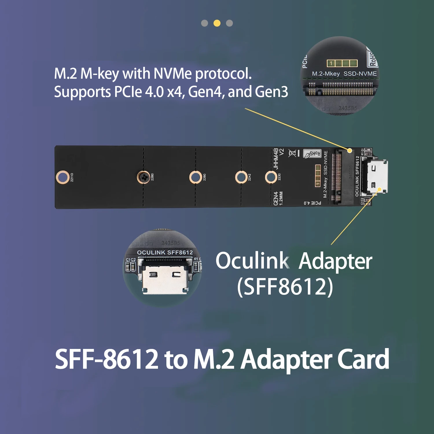 Oculink External M.2 Adapter SFF-8612 To M.2 M-key, for Connected PCIE 4.0 X4 GEN4 SSD Adapter Card High-precision Soldering