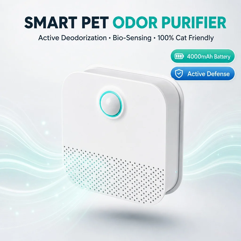 4000mAh Intelligenter Katzen-Geruchsreiniger für Katzentoiletten, Geruchsneutralisierer, Luftreiniger für Haustier-Toiletten, Deodorant für Hunde- und Katzenstreu – Detail 1