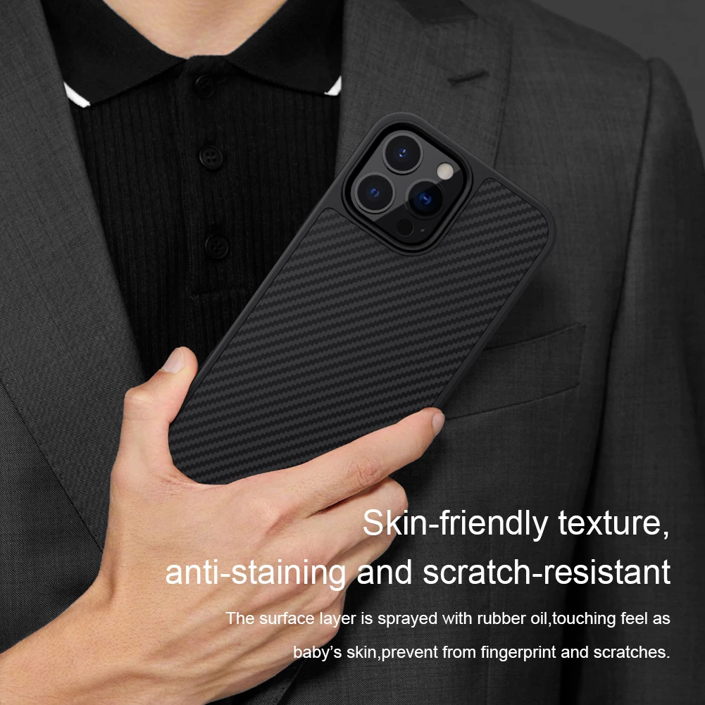 for IPhone 13 12 11 Pro Max Case Nillkin Carbon Fiber Case Lens Camera Protector Back Cover For iPhone 11 12 13 Pro Max Mens
