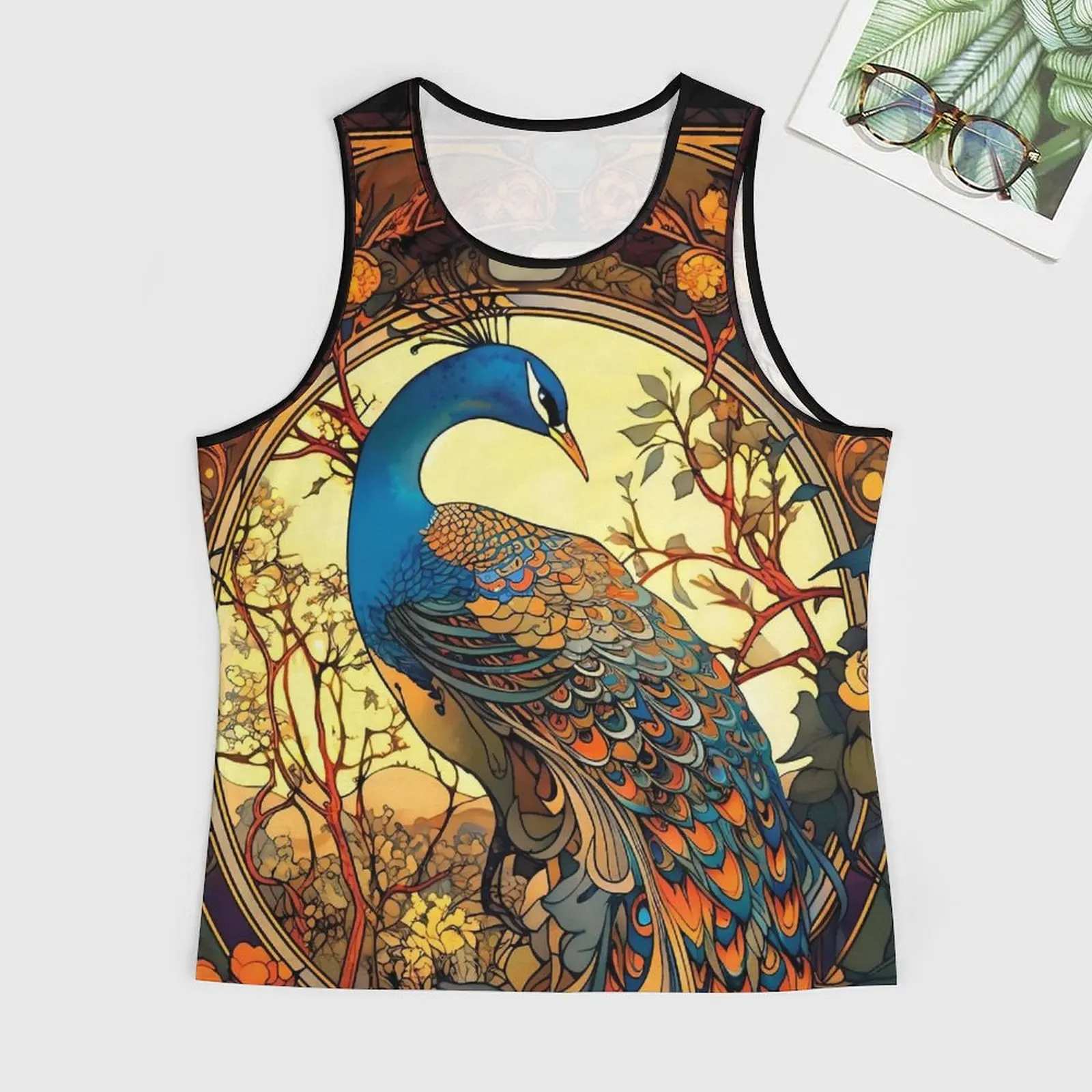 Peacock Tank Top Men Traditional Vintage Art Tops Summer Graphic Gym Cool Oversize Sleeveless Shirts