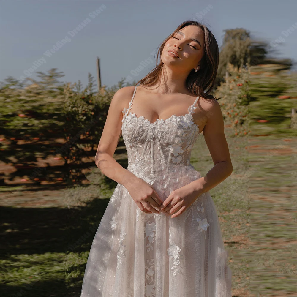 Exquisito A-Line vestidos De novia para mujer Sweetheart Collar apliques vestidos De novia De encaje sin espalda Vestido De Novias 2025 personalizado