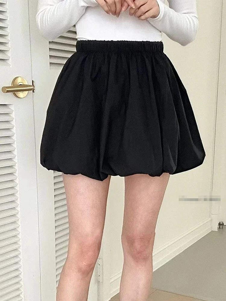 White Black Mini Skirt Cute Sexy Elastic High Waist Ball Gown Ruffle Women\'s Skirt  Short Korean Fashion Sweet Ladies Clothing