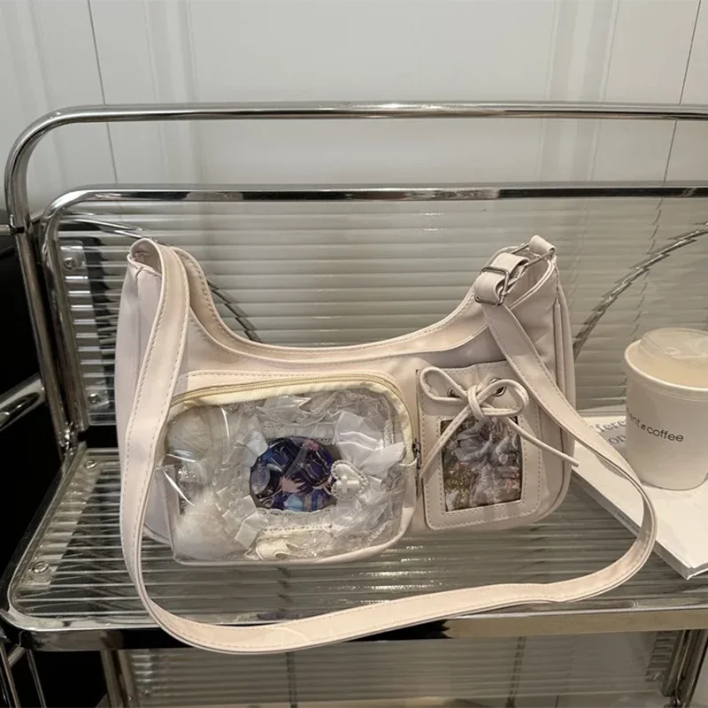 Y2k Harajuku Schultertasche für Damen Koreanische Transparente Ita-Tasche Schul-Umhängetasche Japanische Designer Preppy Handtasche Geldbörse – Detail 13