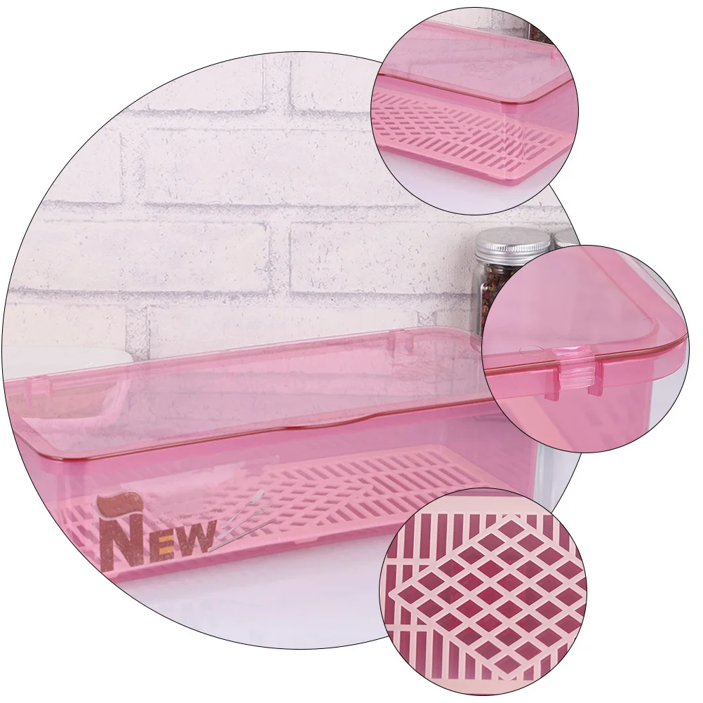 

3Pcs Cutlery Storage Boxes Plastic Chopsticks Holders Draining Flatware Organizer with Transparent Cover for Kitchen Utensil