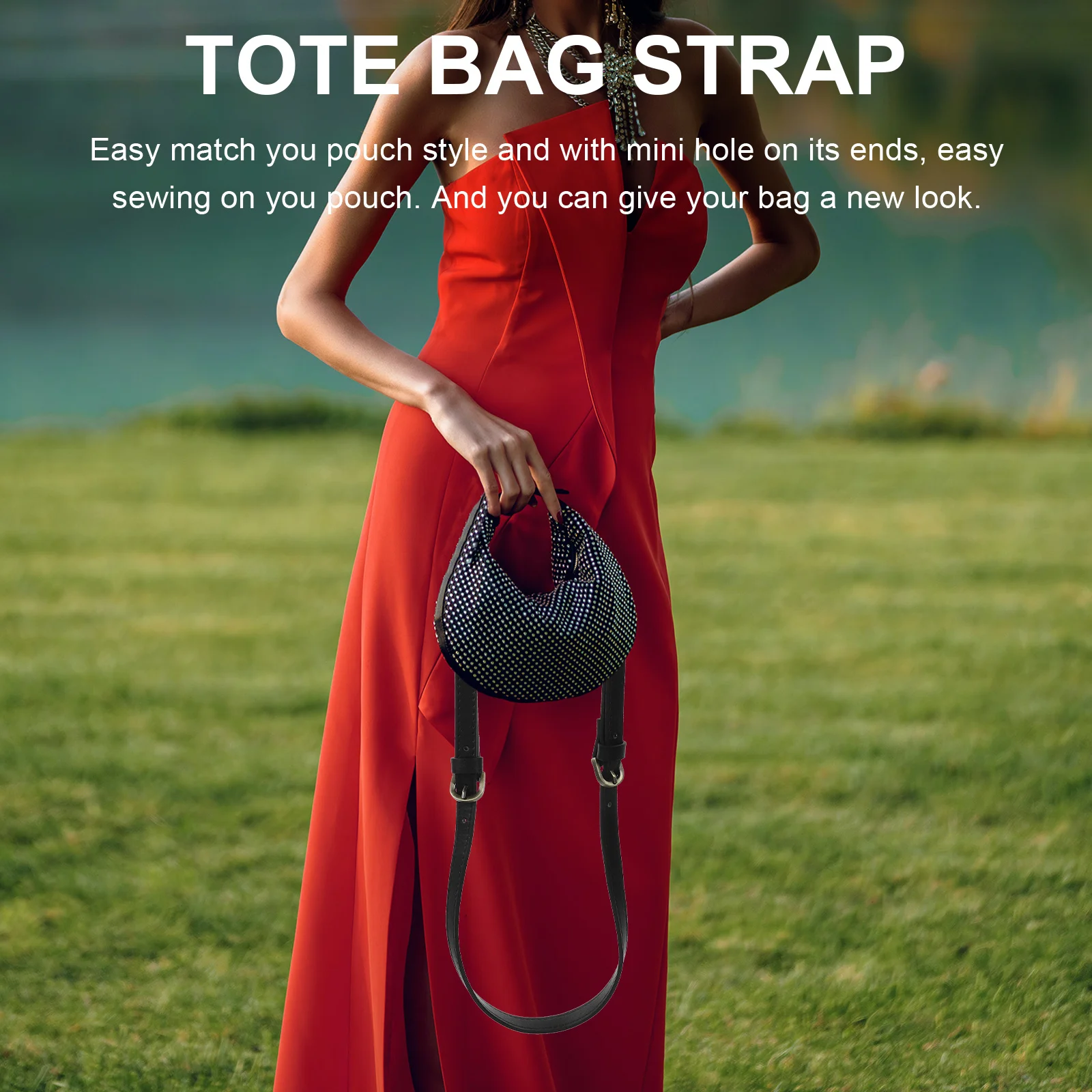 

Premium Synthetic Shoulder Strap Adjustable Bag Handle Replacement DIY Tote Handbag Belt Black Bag Strap