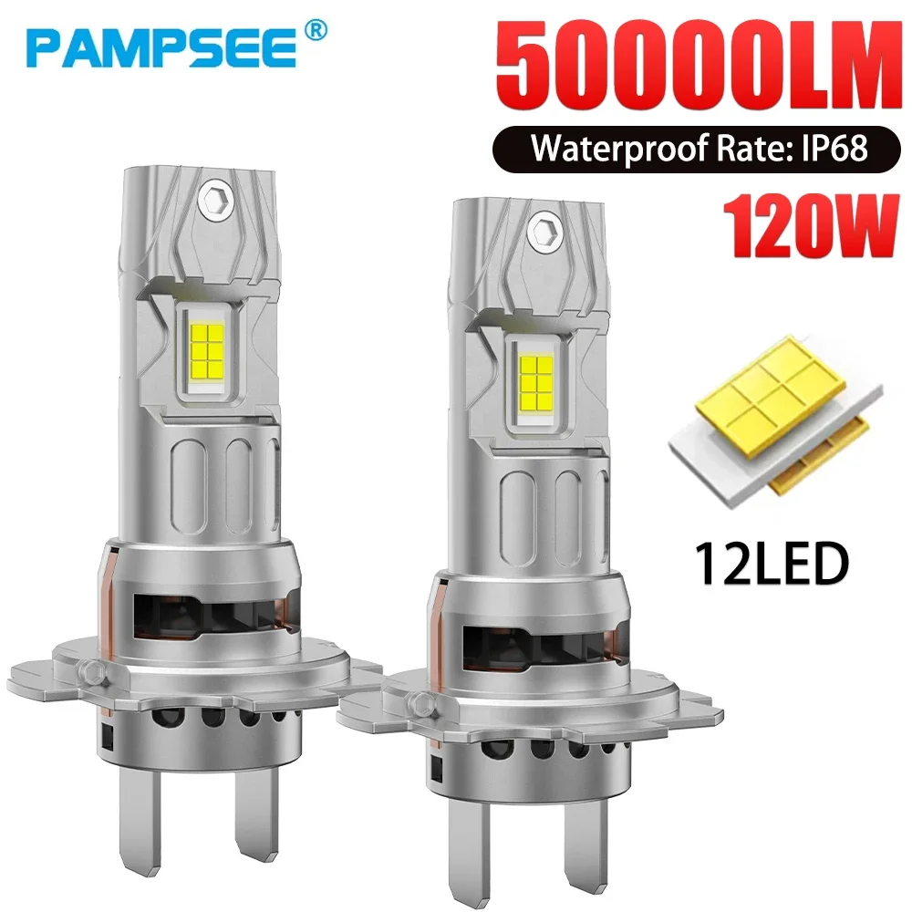 2 قطعة توربو H7 LED أضواء CANBUS 50000LM 120 واط H4 H11 H9 9005 9006 HB3 HB4 مصباح 7035 CSP سيارة لاسلكية المصابيح الأمامية مع مروحة M29