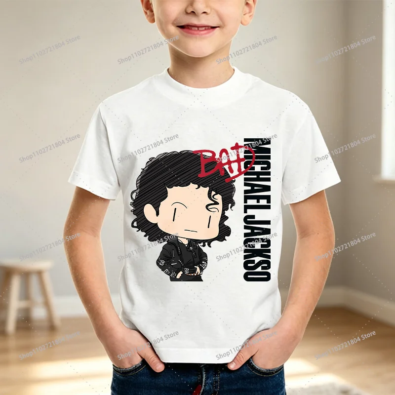 King of Pop Michael Jackson Modische Niedliche T-Shirts Anime Cartoon Bedruckte Sport-T-Shirts Jungen Mädchen Sommer Hip-Hop Kurzarm-Oberteil – Detail 8