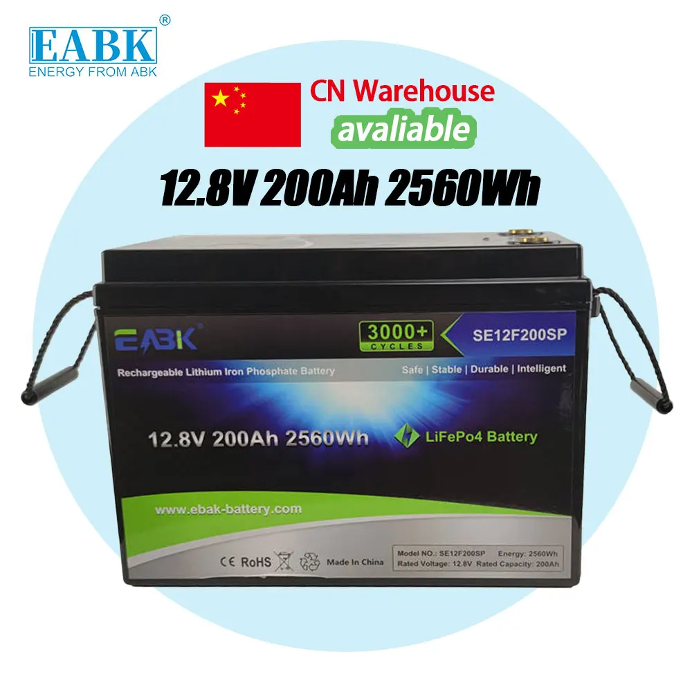 

EBAK 12.8V 200Ah 2560Wh Lithium Iron Phosphate Battery Replaces Lead Acid for Solar System, RV, Marine, Off-Grid