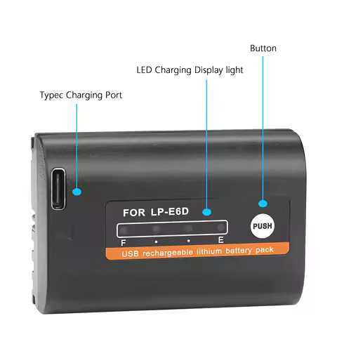 LP E6 LPE6 LP-E6 LP-E6N Battery with Type-C Input For Canon EOS 5DS R 5D Mark II 5D Mark III 6D 7D 80D 90D EOS 5DS R Camera