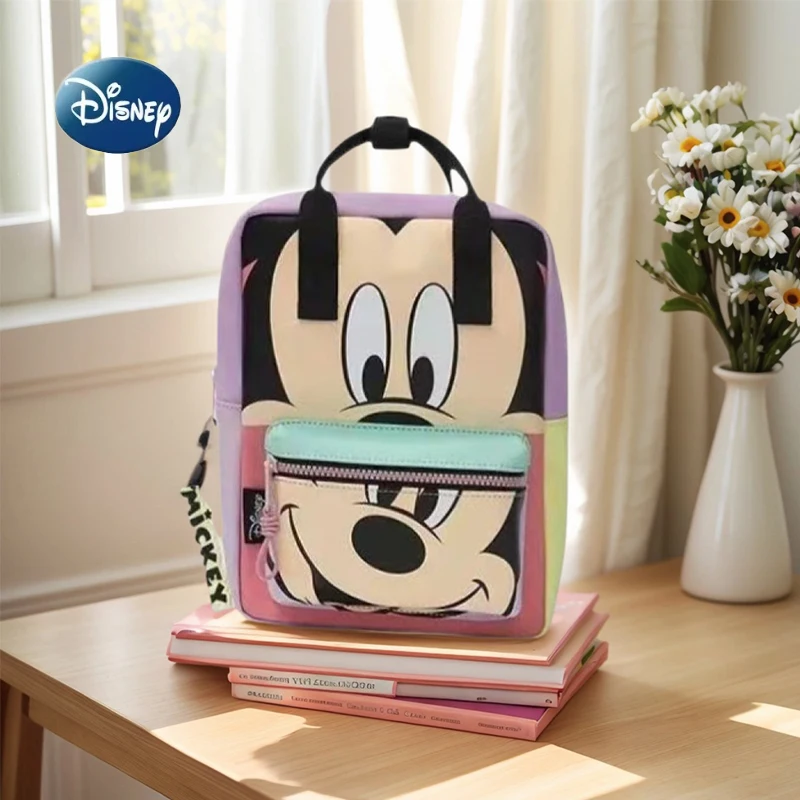 

New Disney Cartoon Backpack Mickey Children's Schoolbag Color-blocked Travel Backpack For Kids