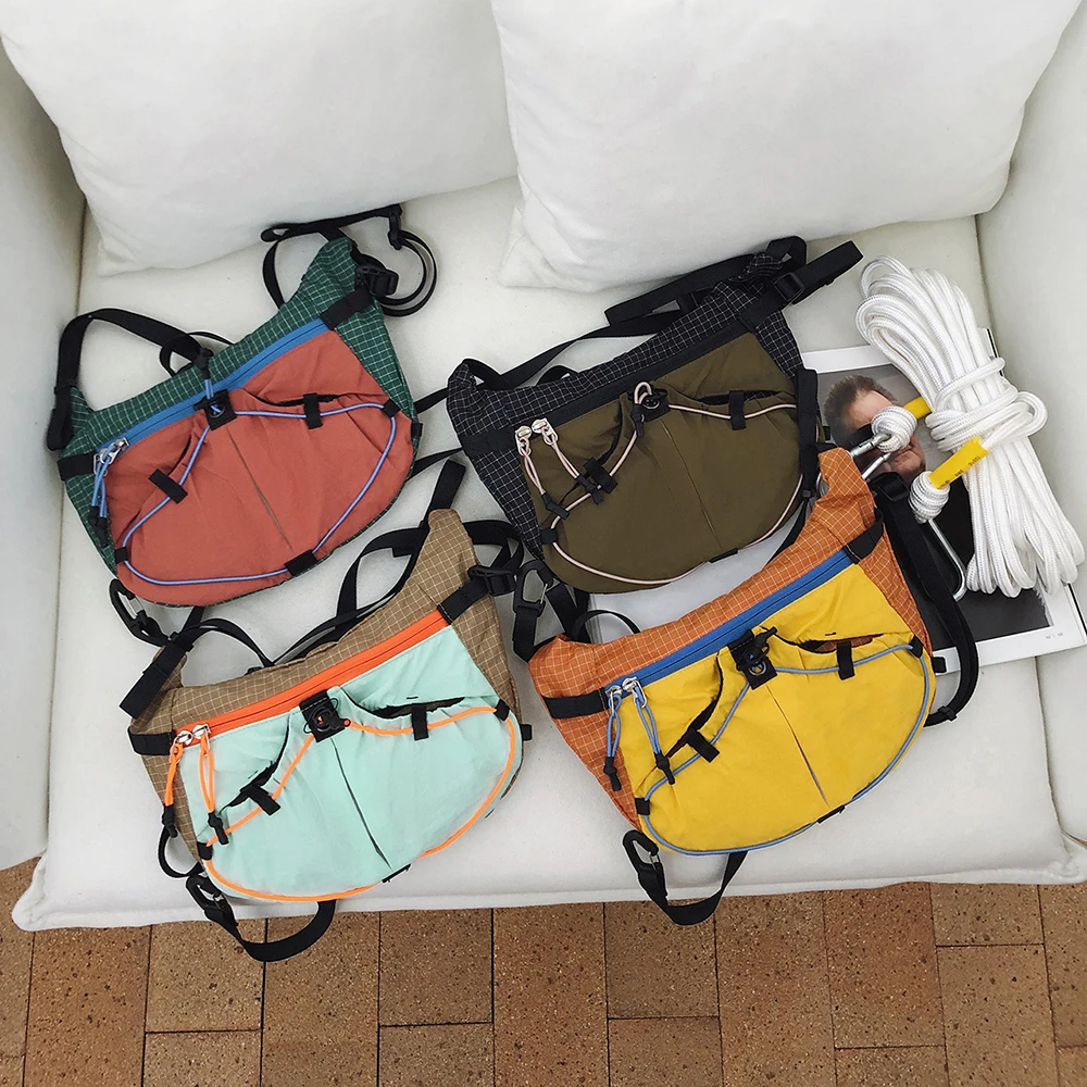 Kids Shoulder Bag Color Blocked Grid Girls Chest Bag 4 Colors Minimalist Boys Casual Bag Children Crossbody Bag