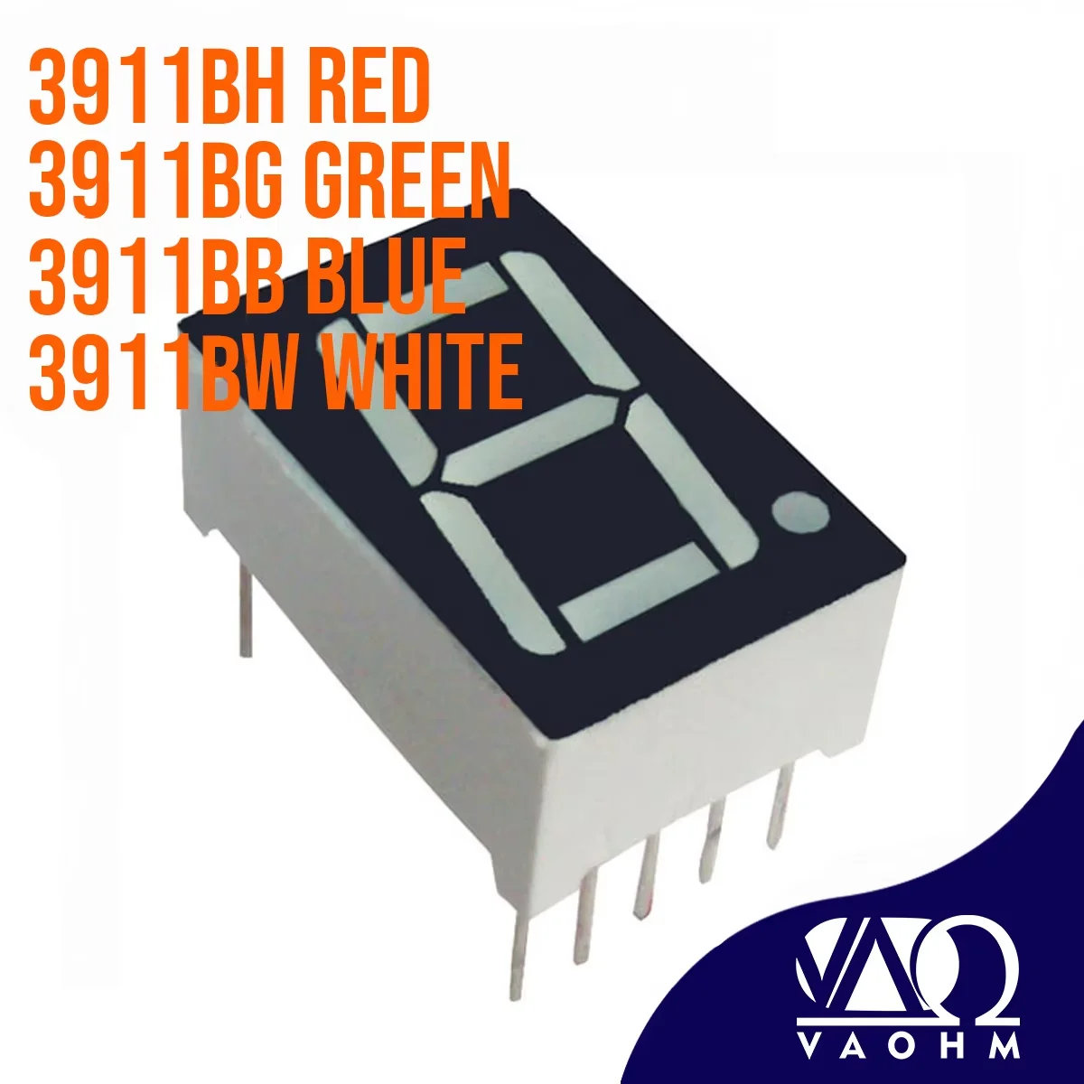 10PCS 3911BH 3911BB 3911BG 3911BW 0.39 Inch Common Anode One Digit Seven Segment Led Display Tube 10Pin Red Blue Green White