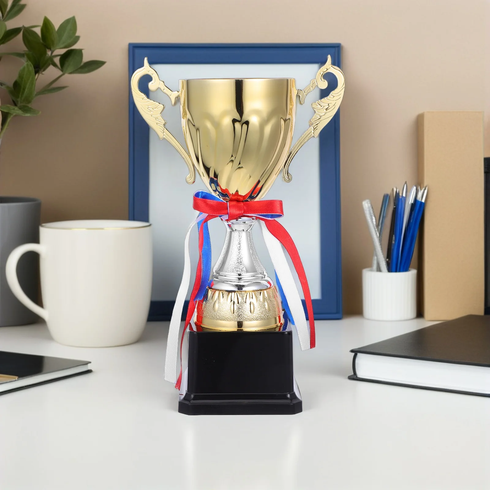 

1Pcs Metal Sports Trophy Golden Cup Award for School Competition Tournament Game Prize 24cm Design Game Trophy