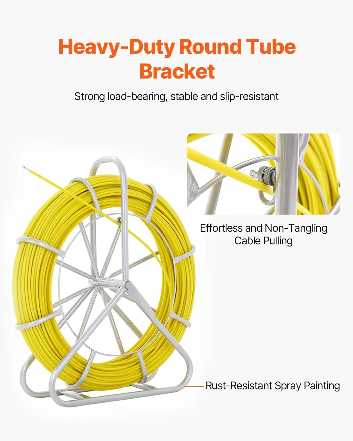 شريط سمك من الألياف الزجاجية بطول 425 قدم × 1/4 بوصة، أداة سحب قضيب شريط السمك مع حامل فولاذي متين، شريط صيد غير موصل #4