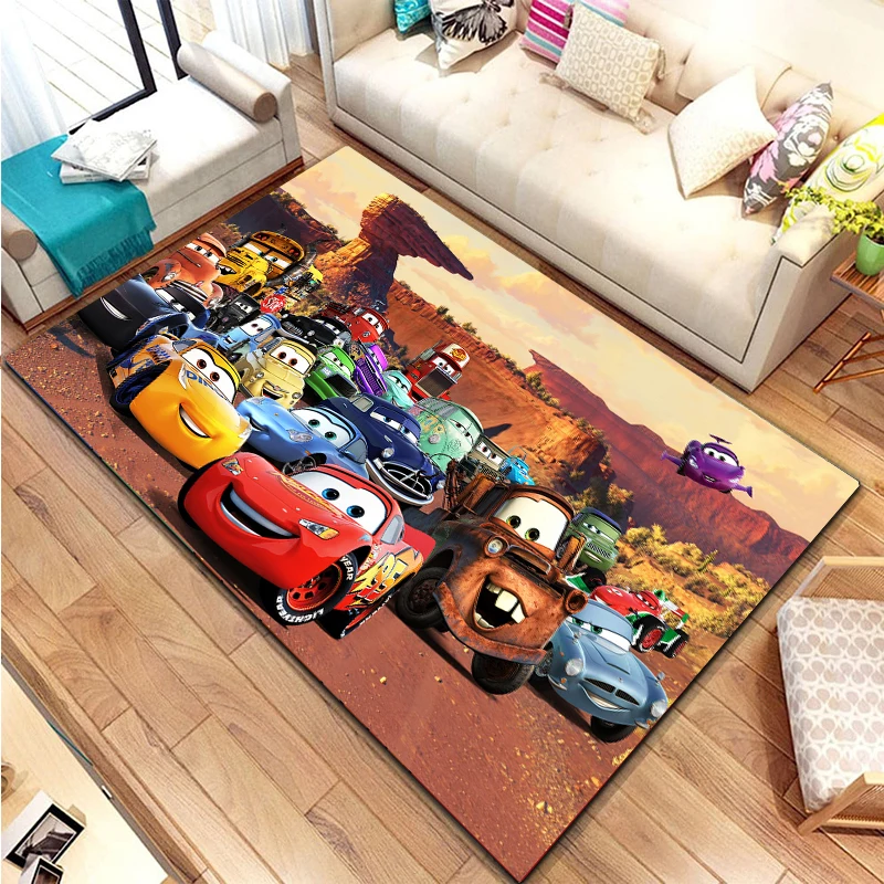 Cars Disney Lightning Mcqueen Rug 3D Carpet for Living Room Bedroom Cartoon Large Area Sofa Home Kids Decor Floor Anti-slip Rugs