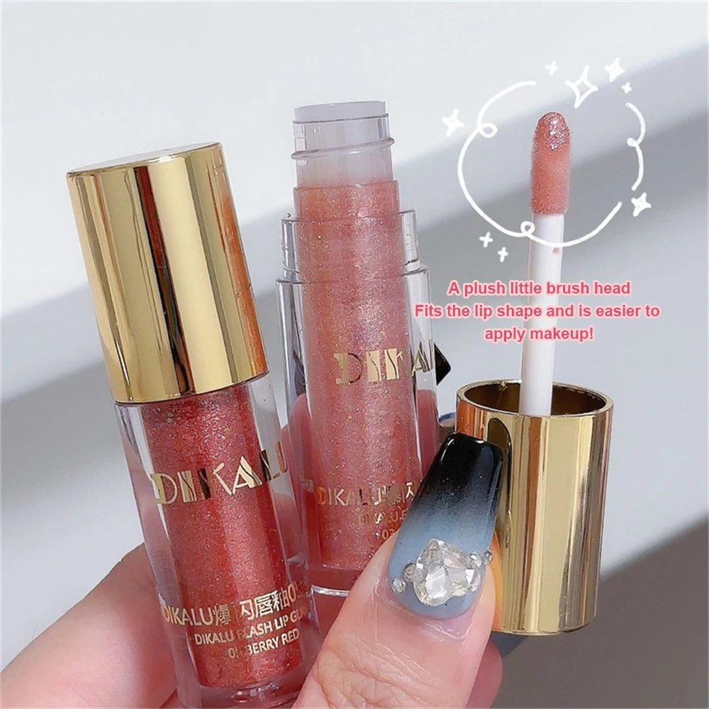 Diamond Shimmer Glitter Lip Gloss 5 สีประกาย Glitter Liquid โปร่งใสลิปสติก Pearl Lip Gloss เซ็กซี่ Pouty Lip Make Up