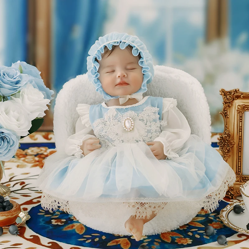 Traje de foto para bebé niña, vestido de fotografía de estilo princesa para recién nacido + disfraz de Príncipe para bebé, conjunto de corona, ropa de sesión de fotos de estudio