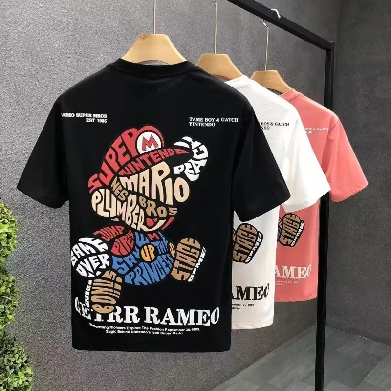 

Модная модная мужская футболка с буквенным принтом в стиле аниме, уличная готическая Harajuku, повседневная свободная рубашка большого размера с короткими рукавами для пар