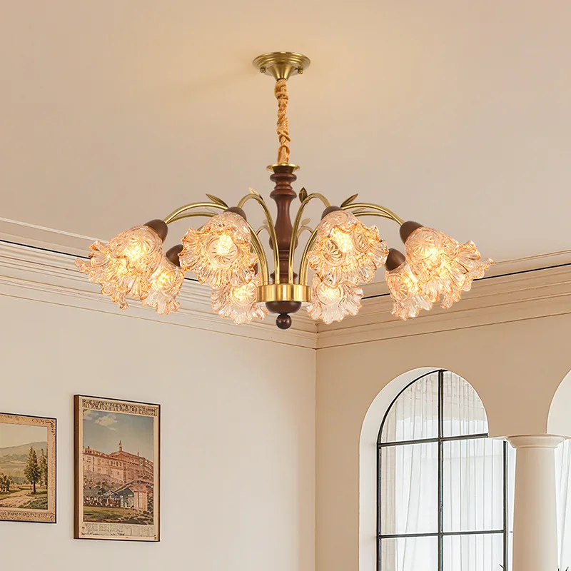 Iron Chandelier Medieval Retro Ceiling Lamp Full Spectrum Eye Protection Tricolor Pendant Light High Color Rendering Home Lamps