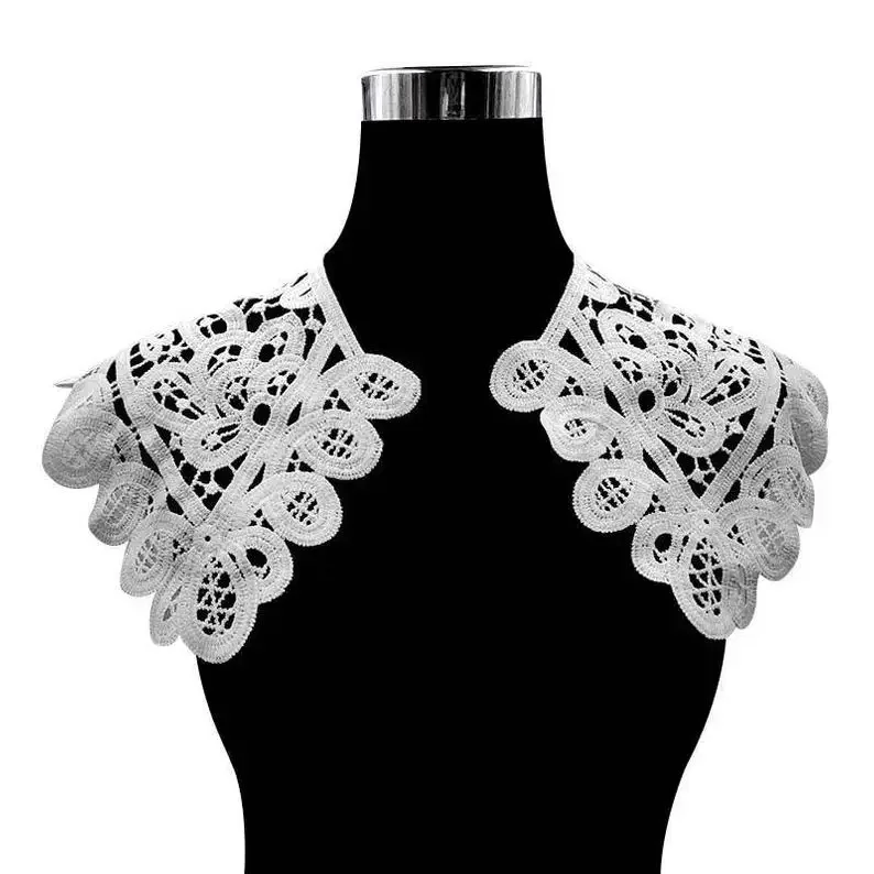 1 Pcs Water soluble milk silk hollowed flower lace collar In black or off white for clothing, fashion costume, skirt