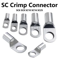 100pcs SC6 SC8 SC10 SC16 SC25 SC Type Wire Nose Terminal Bare Copper Battery Block Cable Lugs Hole Crimp Connector 6mm 8mm 10mm