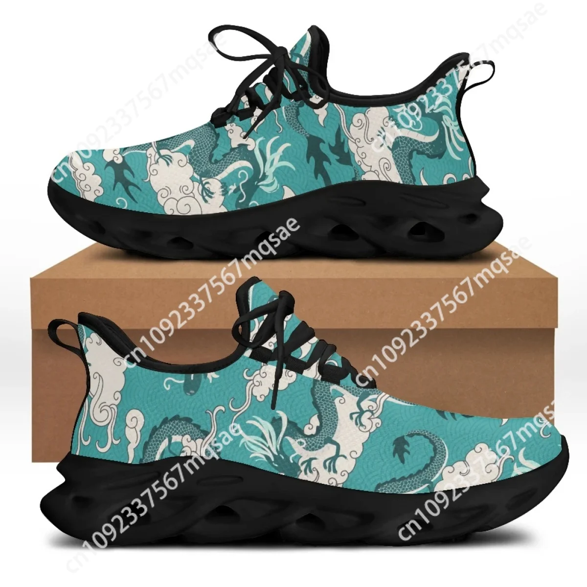 Custom Brand Dragon Design Mens Sneakers Free Mesh Vamp Upper Leisure Shoes Outdoor Casual Lace-up Flats Footwear Sneaker