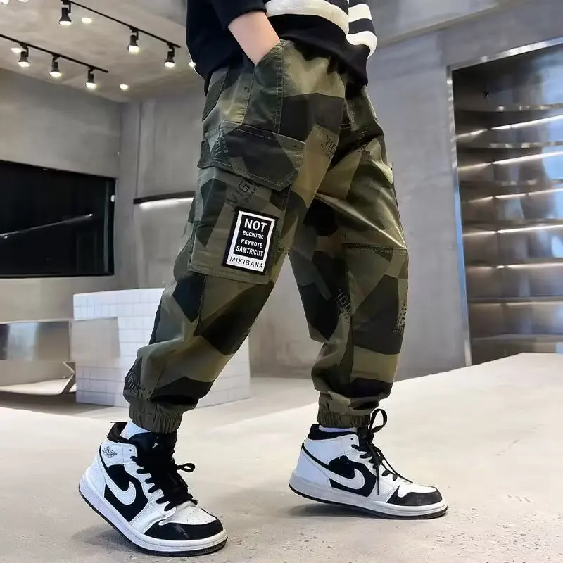 Boy Camouflage Cargo Pants Children Casual Sweatpants Three-dimensional High Visibility Sports Pants Children\'s Clothing 3-16Y