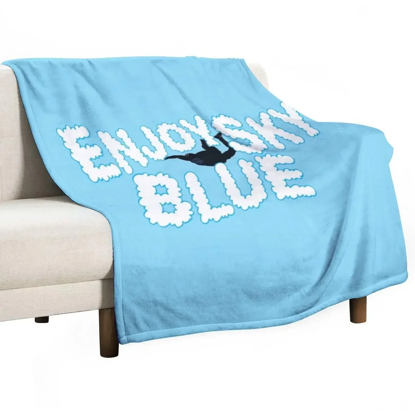 Enjoy Sky Blue Throw Blanket Fluffy Cozy Throw Blanket for Home Decor