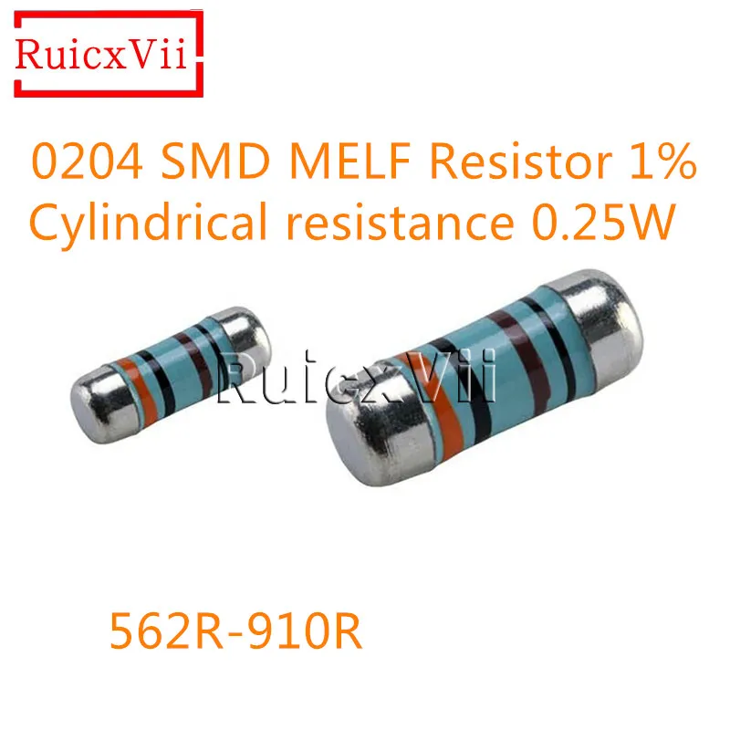 200pcs/lot 0204 SMD MELF Resistor 1% 562R 590R 619R 620R 680R 732R 750R 768R 820R 866R 909R 910R Cylindrical resistance 0.25W