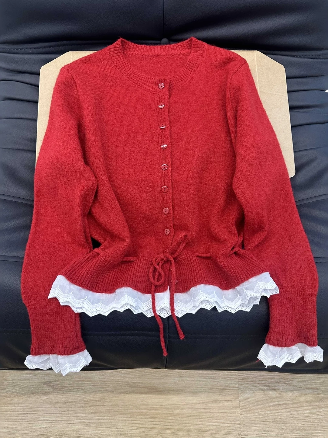 Longo sve renda emenda camisola de malha casaco tamanho grande dstring cintura calor feminino faion commute sle coreano solto ajuste