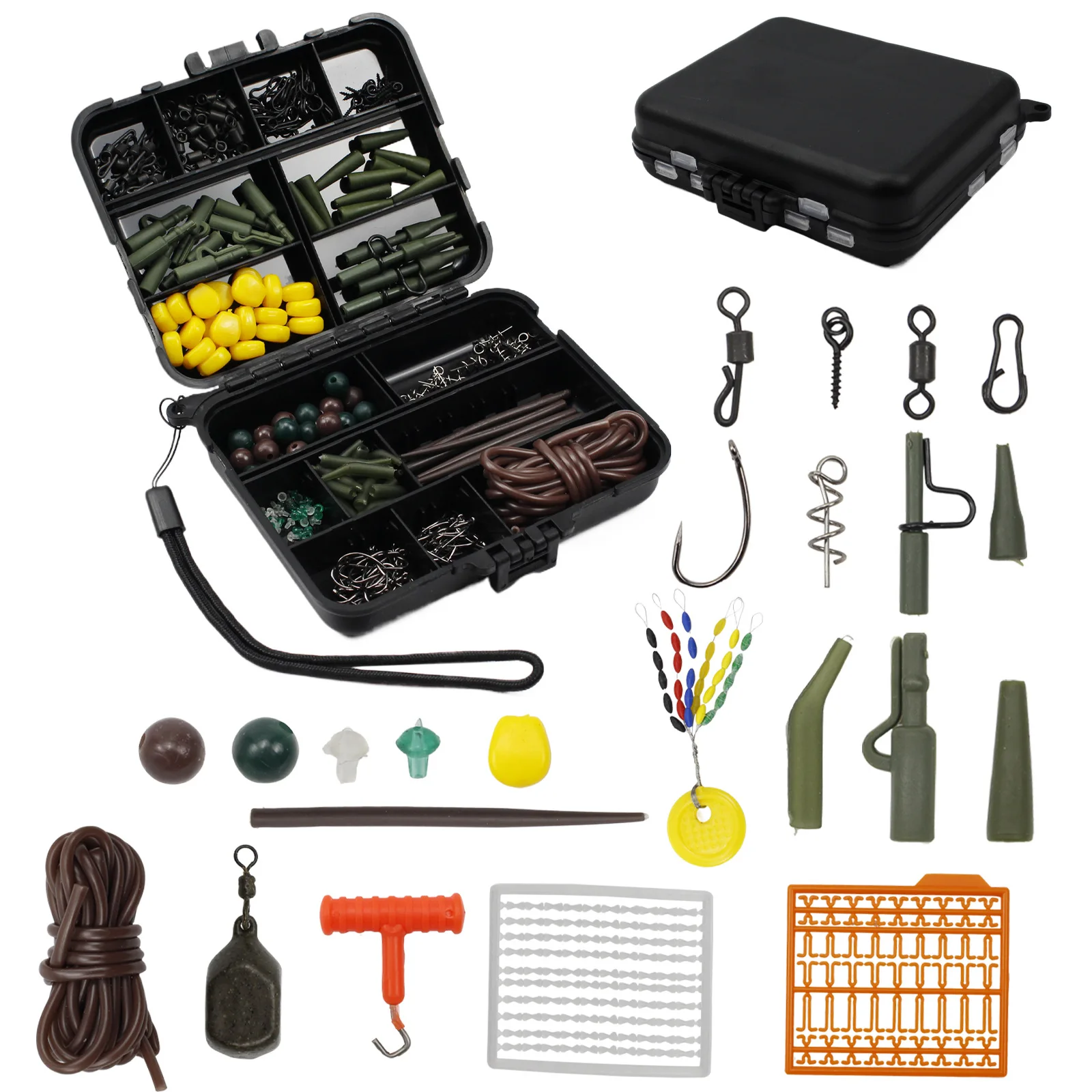 263点セット-欧州鯉釣りキット、ルアーフィッシング-釣り用ルアー-ルアー-アクセサリーセット-フックとビーズ付き