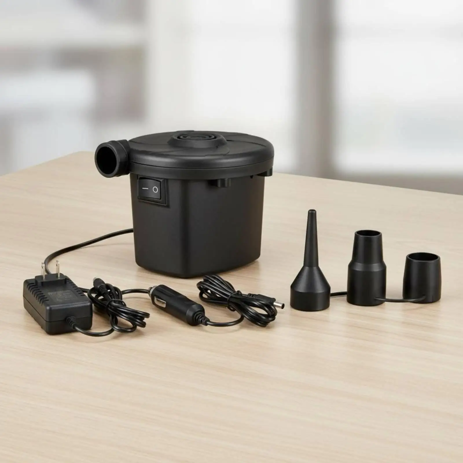 Electric Air Pump 3 Nozzles Included Inflator Deflator Pump Quiet for Poolside, Camping, Travel