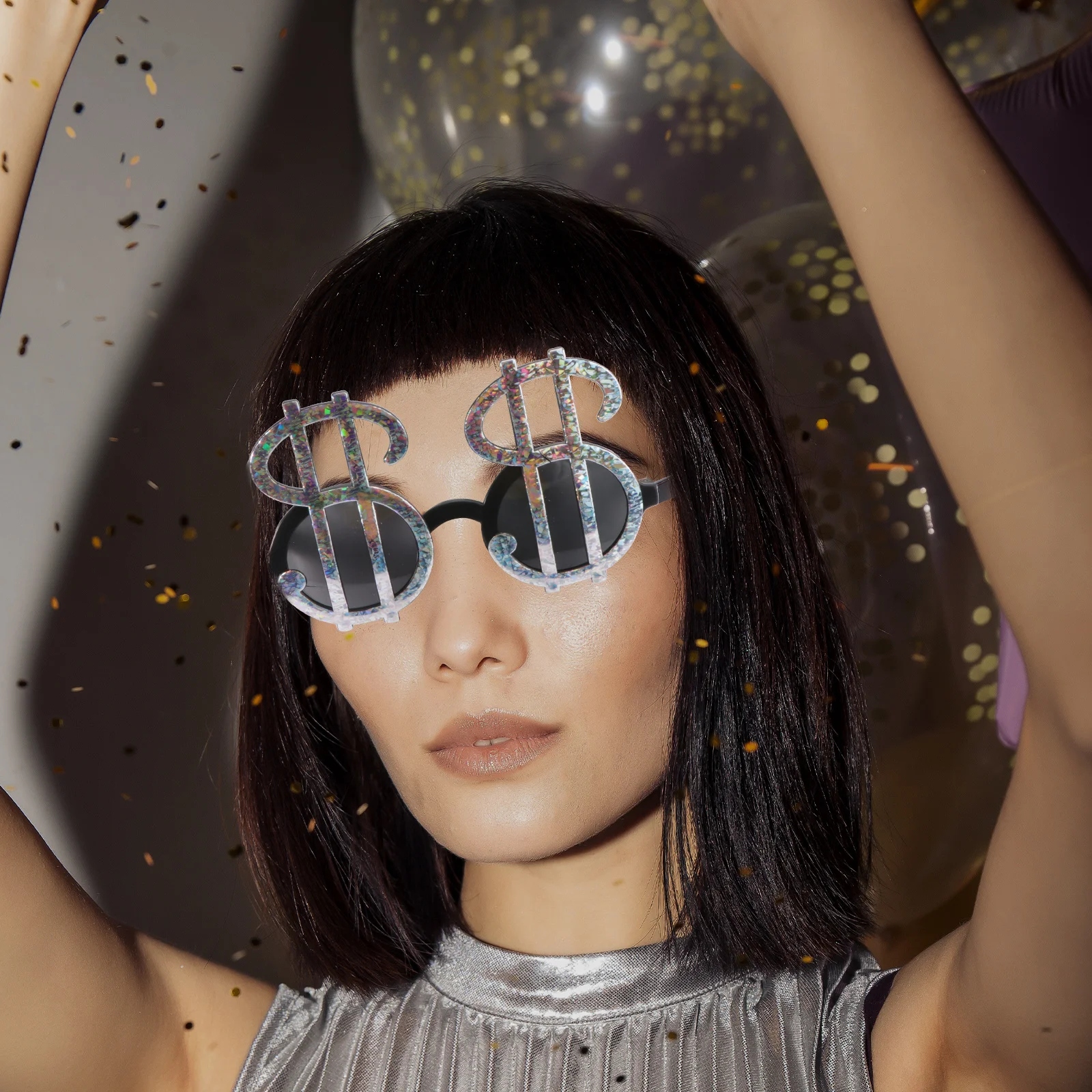 Lunettes de soleil en plastique avec symbole de Dollar, Design de dessin animé drôle, couleur aléatoire, lunettes de fête parfaites pour Halloween, mascarade, anniversaire, nouveau