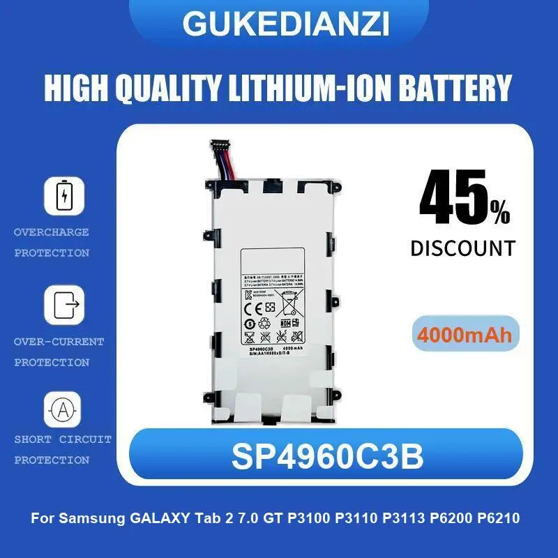 

SP4960C3B Tablet Battery For Samsung Galaxy Tab 2 7.0 GT P3100 P3110 P3113 P6200 P6210 4000mAh High Quality