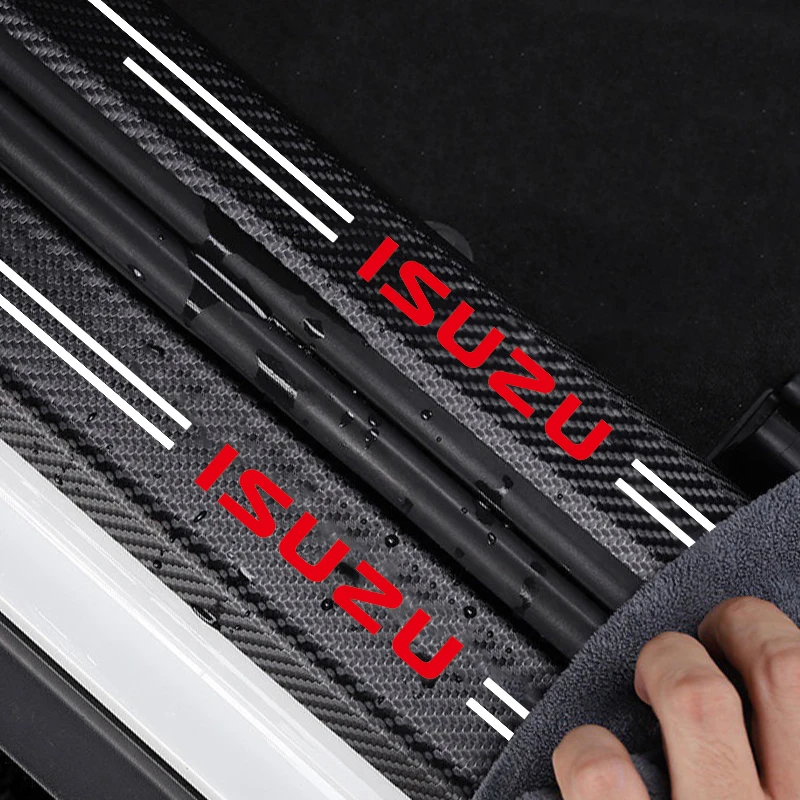 4pcs Carbon Fiber Car Door Sill Protection Sticker For Isuzu D-MAX D MAX Dmax I II WFR VAN NFR ATV TROOPER