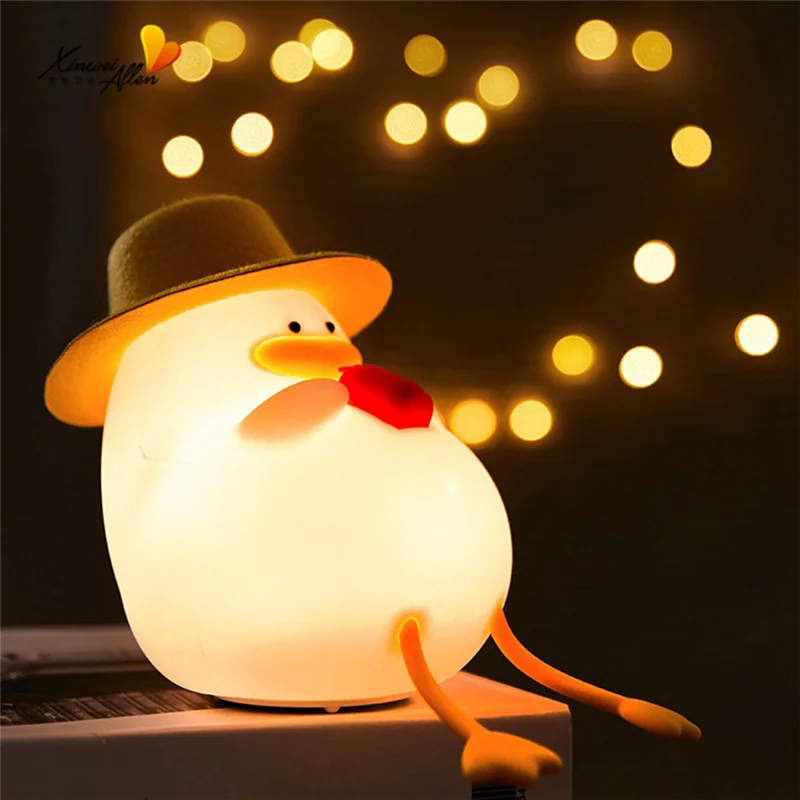 

AS94-Night Light - Happy Duck Premium Silicone Lamps, Cute And Dimmable Nightlight For Soothing Bedtime Ambience Durable