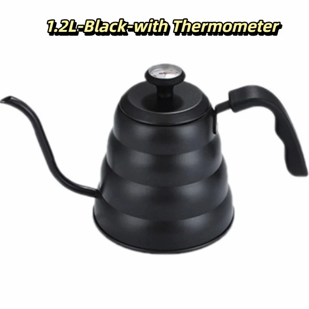 

Long Narrow Spout Pour Over Kettle Exact Thermometer 304 Stainless Steel Coffee Kettle 1.2L Capacity Coffeeware