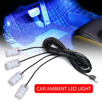 LED Car Interior Ambient Foot Strip Light Kit Accessories Backlight Auto Interior Ambient Lamps with LED Pink Light