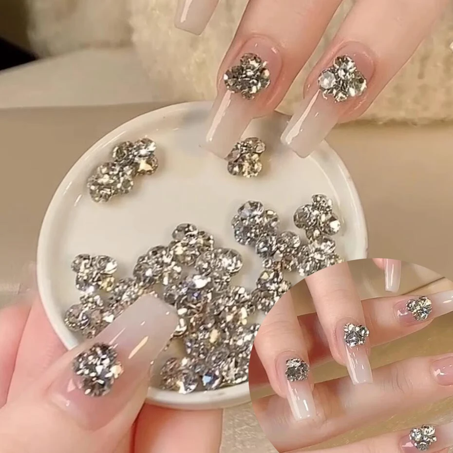 10 قطعة (SS6-SS28) ثلاثية الأبعاد لامعة كومة التدريبات مسمار جوهرة فاخرة كريستال 3/4/6/7/9 مللي متر الجليد شفافة مسمار الماس DIY بها بنفسك مانيكير كومة ستراس