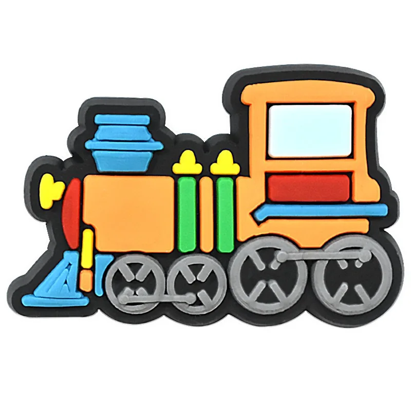 New Arrival 1-10pcs Cartoon Train PVC Kids Sandals Shoes Buckle Charms Clog Garden Shoes Slipper Decorations Fit Holiday Gifts